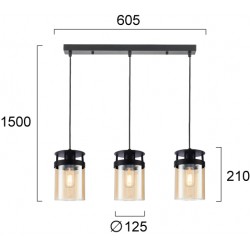 Suspensie BETTY 4304900 Viokef E27, Amber, Grecia