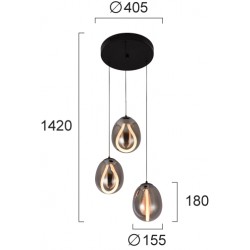 Suspensie MELANIE 4311900 Viokef LED, Fumuriu, Grecia