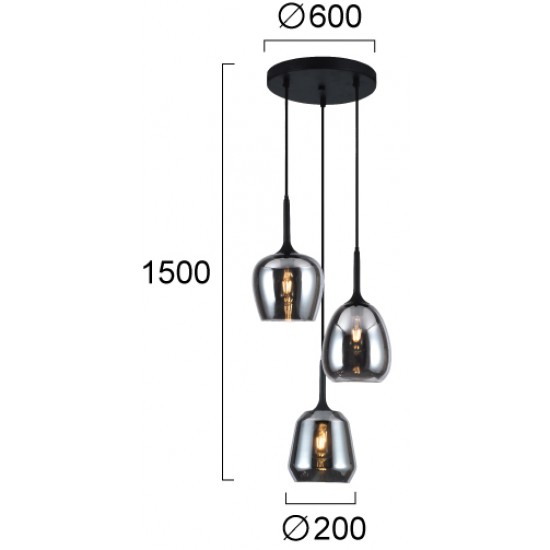 Suspensie MAEVA 4312900 Viokef E27, Fumuriu, Grecia