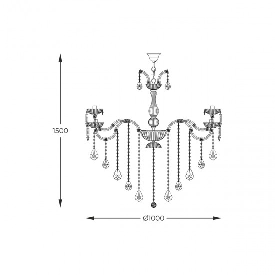 Candelabru CHATEAU 17801/10+5 Zumaline E14, Crom, Polonia