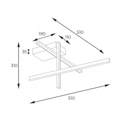 Lustra Plafon EDGE 22008C3-BK/GD Zumaline LED, Auriu, Polonia