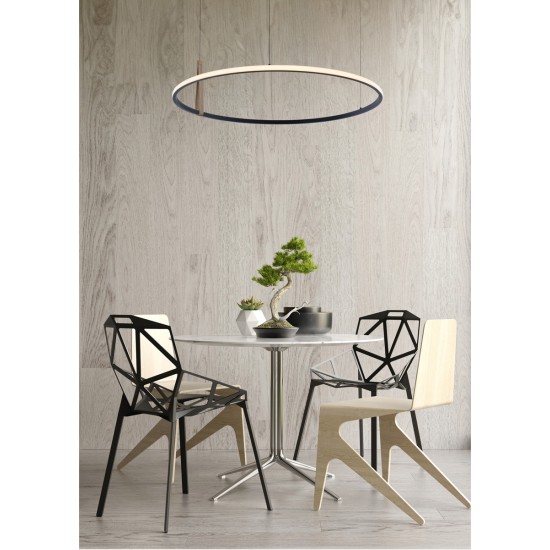 Suspensie CLAUD 22808-WOOD Zumaline LED, Negru, Polonia