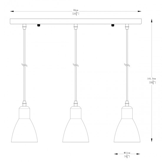 Suspensie MORA A8102-3A Zumaline E27, Negru, Polonia