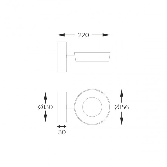 Aplica LARA MB7170-1-3BGT Zumaline LED, Negru, Polonia