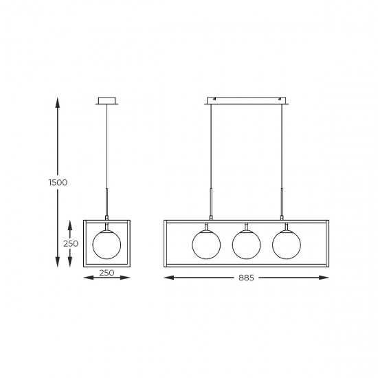 Suspensie PIRO MD3115-3-3BT Zumaline G9, Negru, Polonia