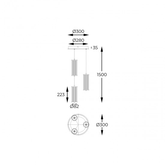 Suspensie CALLY MD3147-3A-3GT Zumaline LED, Auriu, Polonia