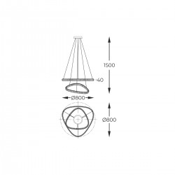 Suspensie ATHESA MD3169-2-3GT Zumaline LED, Auriu, Polonia