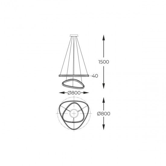 Suspensie ATHESA MD3169-2-3GT Zumaline LED, Auriu, Polonia