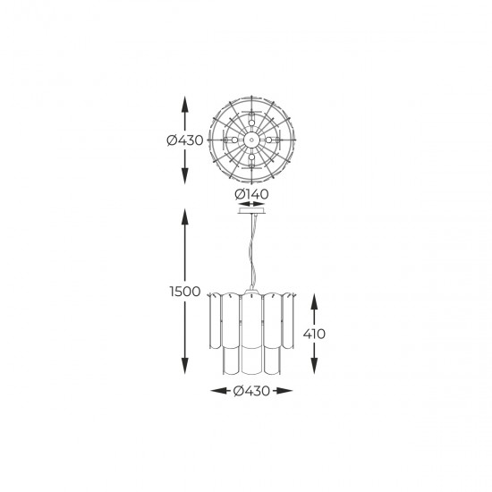 Pendul NIRA MD3523-8M-EBCN Zumaline E14, Negru, Polonia