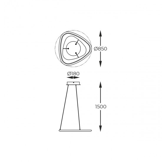 Suspensie GETAFE MD3888-1L-3BCT Zumaline LED, Negru, Polonia