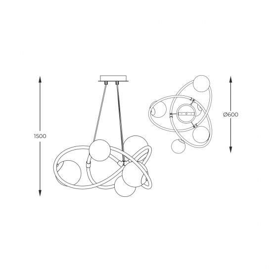 Suspensie ARLON MD4922-5-EGBDN Zumaline G9, Auriu, Polonia