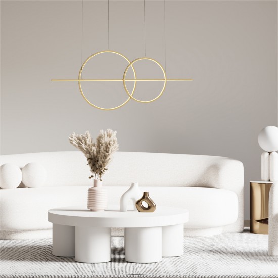 Suspensie CHOLET MD7358-2A-3GT Zumaline LED, Auriu, Polonia