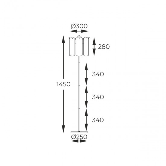 Lampadar NIRA ML3523-3-EGN Zumaline E14, Auriu, Polonia