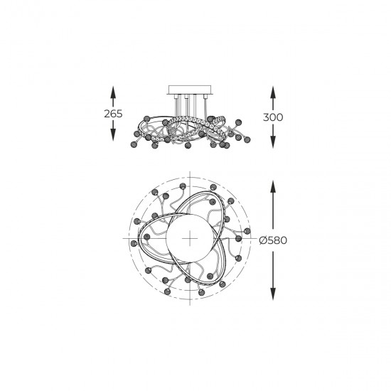 Lustra Plafon MAIA MX3481-1S-3BCT Zumaline LED, Negru, Polonia