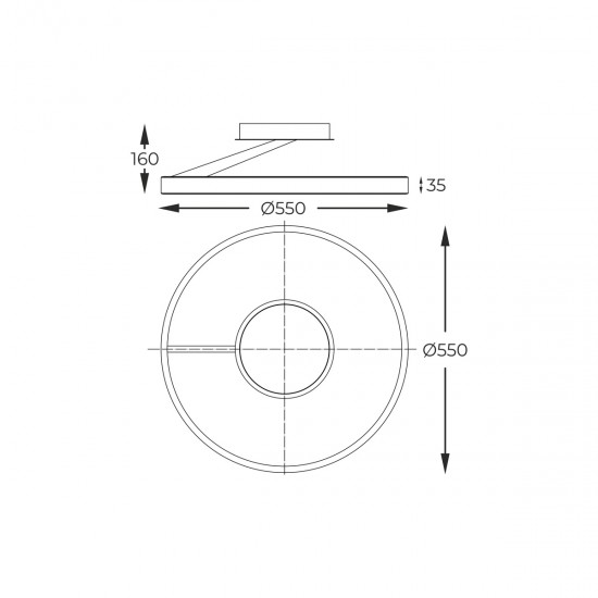 Suspensie MALU MX3689-1L-3BGT Zumaline LED, Negru, Polonia