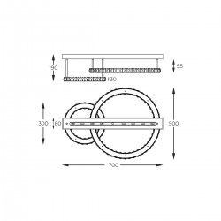 Lustra Plafon GIRONA MX3713-2-3CT Zumaline LED, Crom, Polonia