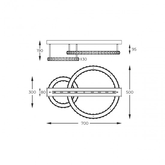 Lustra Plafon GIRONA MX3713-2-3CT Zumaline LED, Crom, Polonia