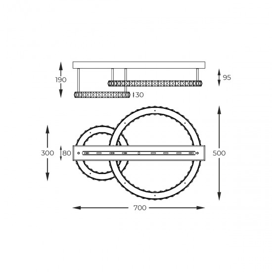 Lustra Plafon GIRONA MX3713-2-3GT Zumaline LED, Auriu, Polonia