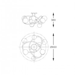 Lustra Plafon NISYRO MX4922-8-EBGN Zumaline G9, Negru, Polonia