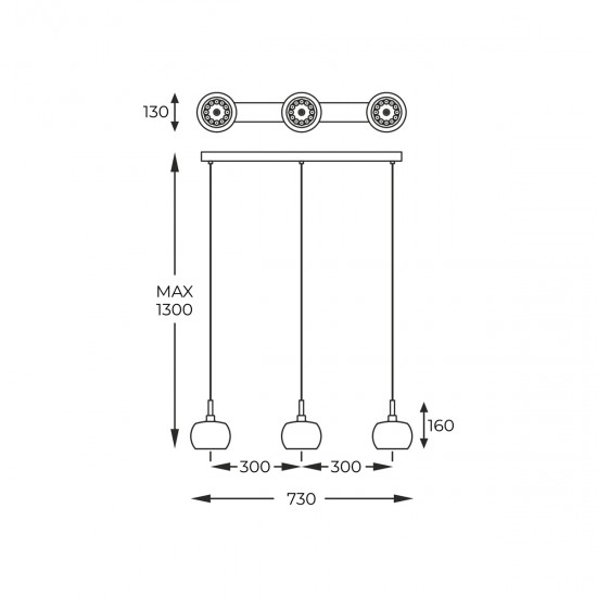 Suspensie CRYSTAL P0076-03N-B5FZ Zumaline G9, Argintiu, Polonia