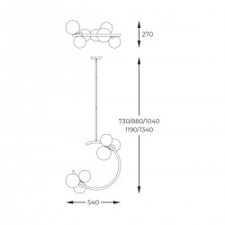 Suspensie MOLECULE P0454-06Q-F7AA Zumaline G9, Auriu, Polonia