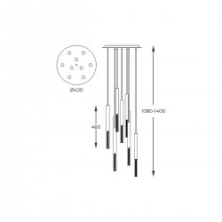 Suspensie ONE P0461-09L-B5F7 Zumaline LED, Auriu, Polonia