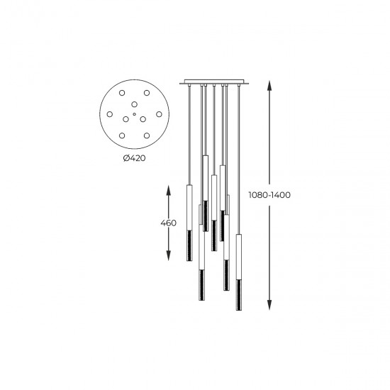 Suspensie ONE P0461-09L-B5F7 Zumaline LED, Auriu, Polonia