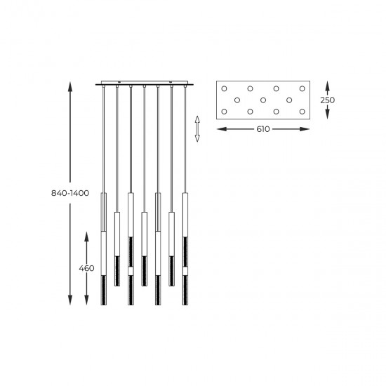 Suspensie ONE P0461-11L-P7SD Zumaline LED, Negru, Polonia