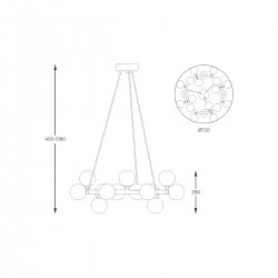 Suspensie BOBO P0462-20C-F7AA Zumaline G9, Auriu, Polonia
