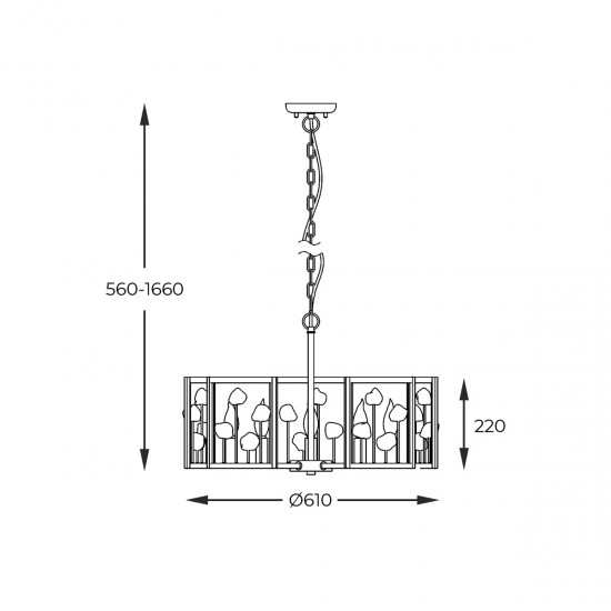Suspensie CAROLINE P0541-05A-SDAC Zumaline E14, Negru, Polonia