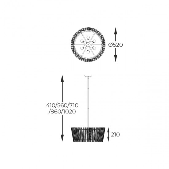 Pendul BACH P0547-06H-F9AC Zumaline E14, Auriu, Polonia