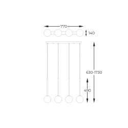 Suspensie ARCTURUS P0574-04D-F7AA Zumaline G9, Auriu, Polonia