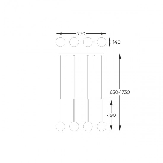 Suspensie ARCTURUS P0574-04D-SDFZ Zumaline G9, Negru, Polonia