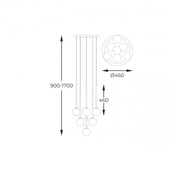 Suspensie ARCTURUS P0574-07F-SDFZ Zumaline G9, Negru, Polonia