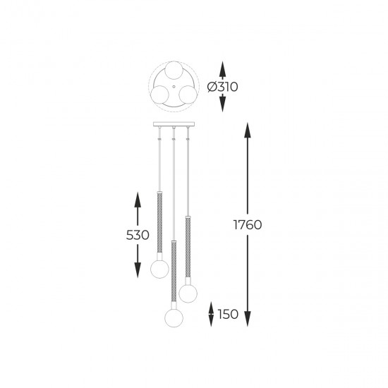 Suspensie MIDA P0583-03B-2GHF Zumaline G9, Alama, Polonia