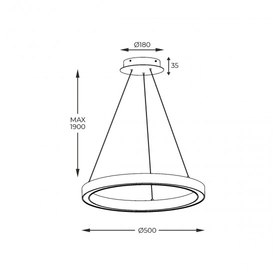 Suspensie CARLO PL200910-500-SL Zumaline LED, Argintiu, Polonia