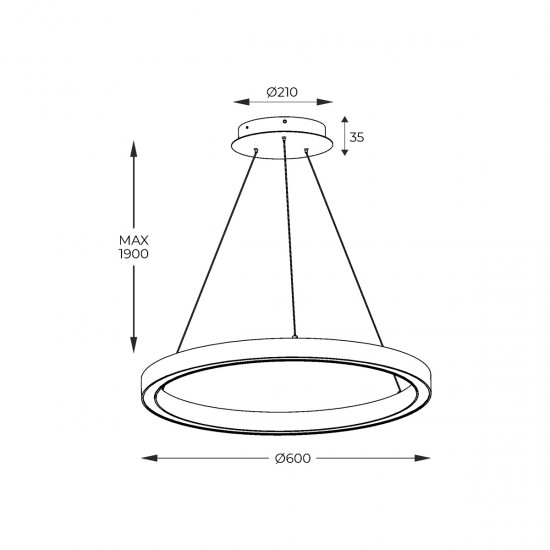 Suspensie CARLO PL200910-600-GD Zumaline LED, Auriu, Polonia